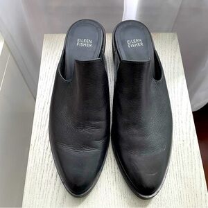 Eileen Fisher Black Leather Mule Size 9 NWOT.